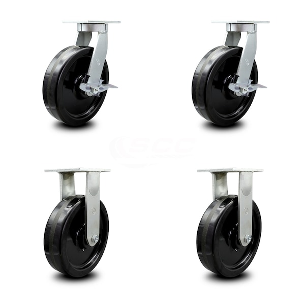Service Caster 10 Inch Extra Heavy Duty Phenolic Wheel Swivel Caster Brakes 2 Rigid SCC, 2PK SCC-KP92S1030-PHR-SLB-2-R-2 - main